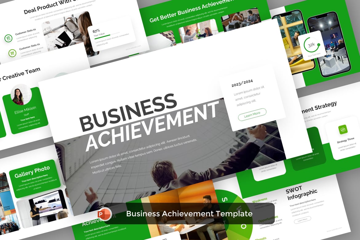 Template Presentasi PowerPoint untuk Pencapaian Bisnis yang Menarik