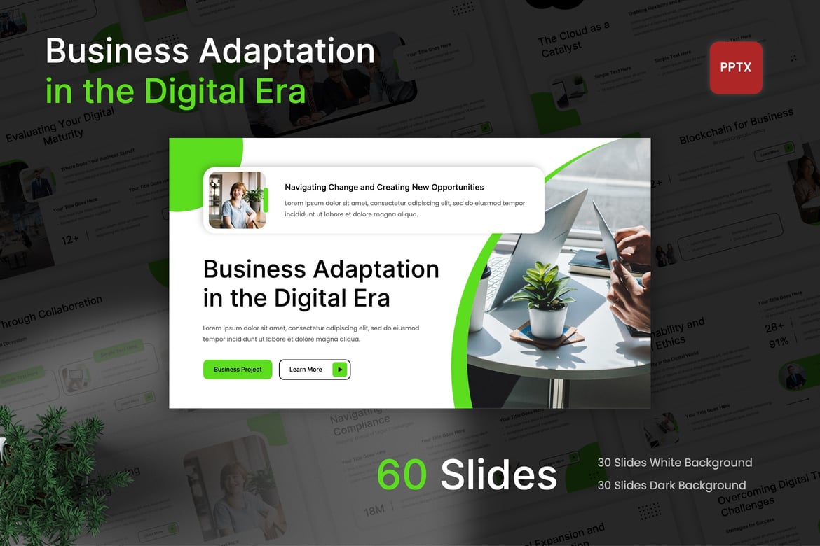 Template Presentasi PowerPoint Adaptasi Bisnis di Era Digital