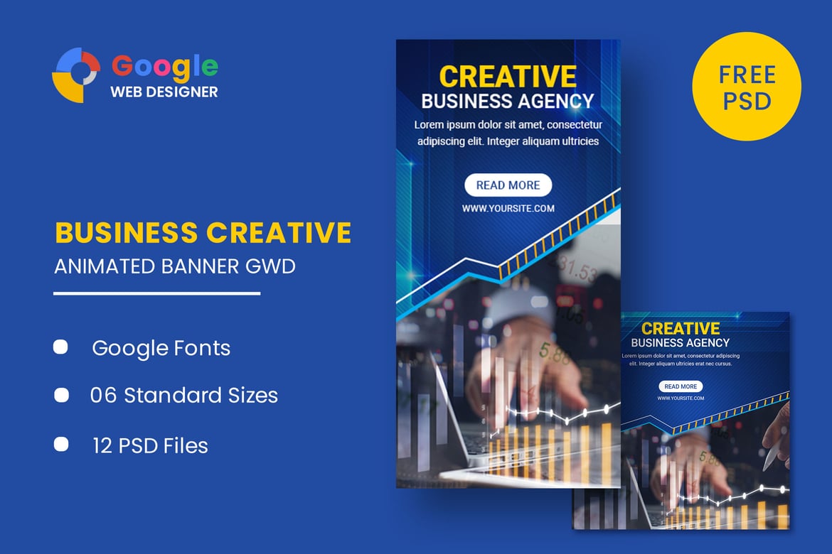 Template Website Banner Animasi untuk Agensi Bisnis