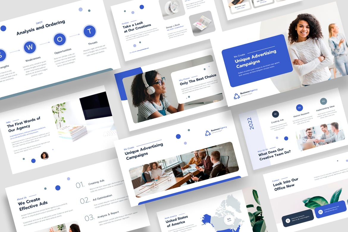 Template PowerPoint Profil Perusahaan Agensi Bisnis yang Menarik