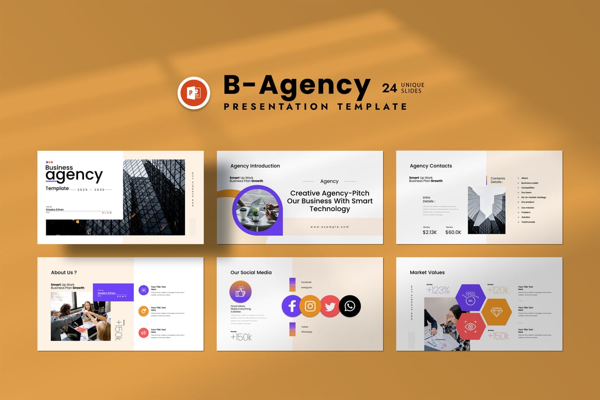 Template Presentasi PowerPoint untuk Agensi Bisnis yang Menarik
