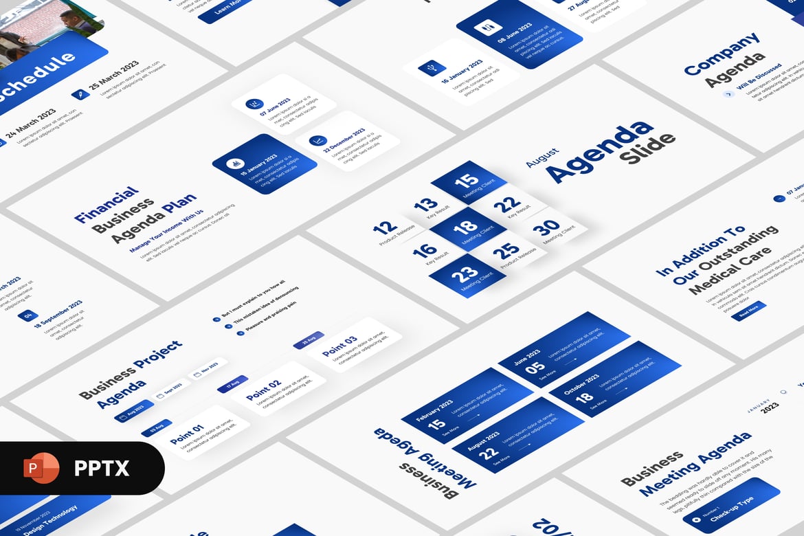 Template PowerPoint Agenda Bisnis Modern yang Menarik