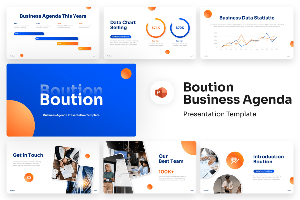 Template PowerPoint Agenda Bisnis yang Menarik