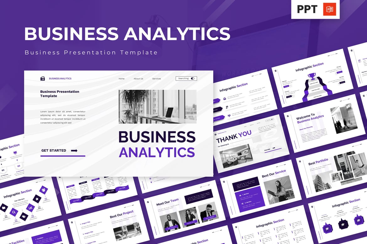 Template Powerpoint Bisnis Analitik yang Menarik dan Modern