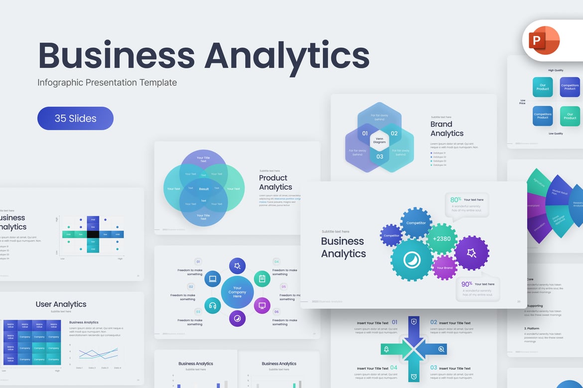 Template PowerPoint Infografis Analisis Bisnis yang Menarik
