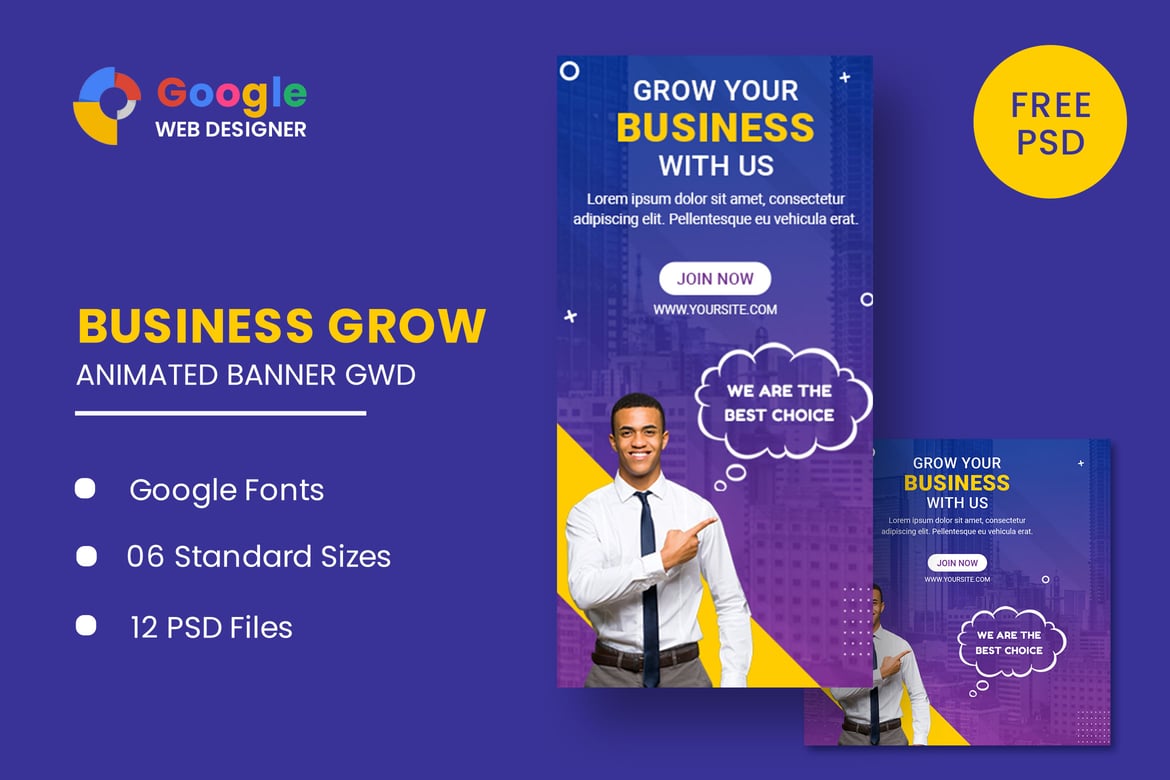 Template Banner Animasi Bisnis untuk Google Web Designer