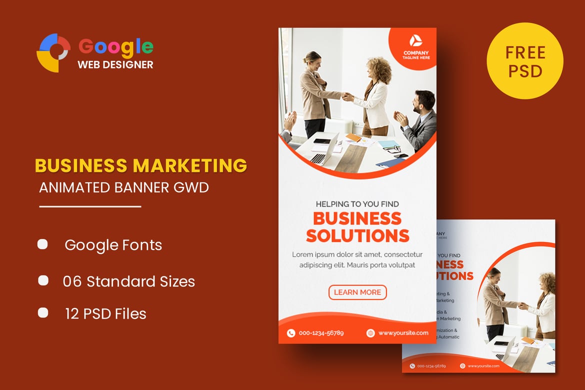 Template Website Banner Animasi Bisnis yang Menarik