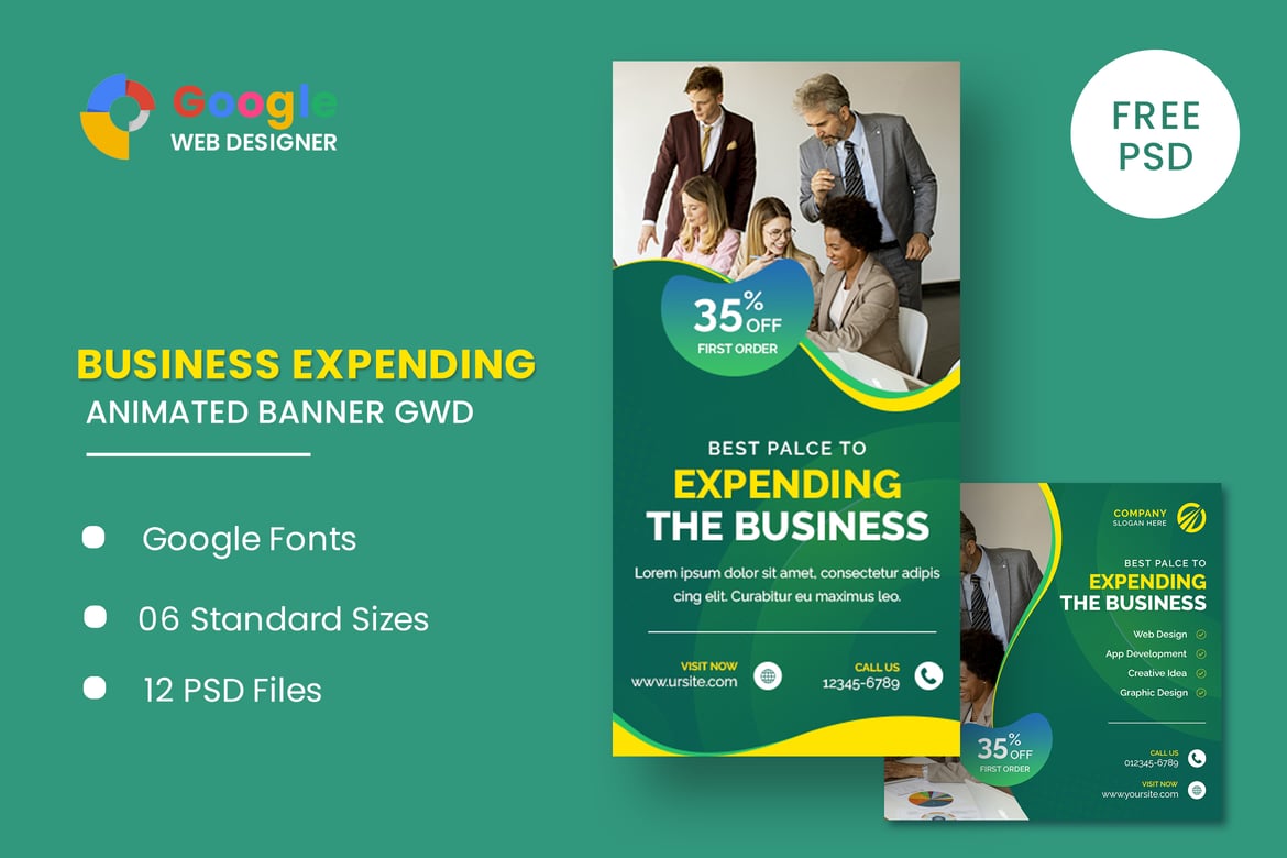 Template Banner Animasi Bisnis Profesional GWD