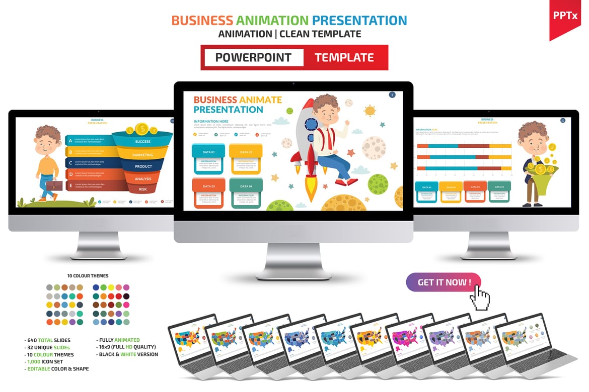 Template Presentasi PowerPoint Animasi Bisnis yang Menarik
