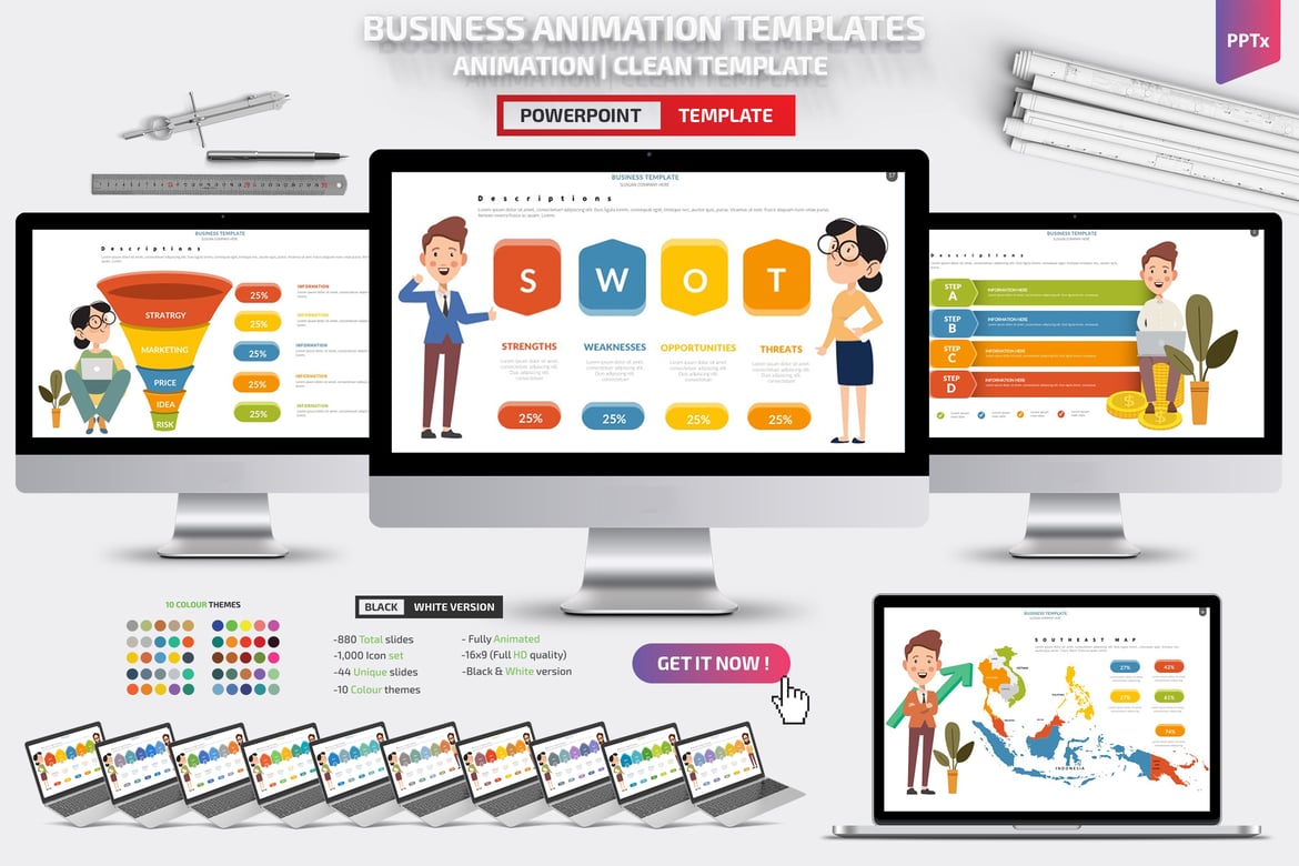 Template Powerpoint Animasi Bisnis yang Menarik