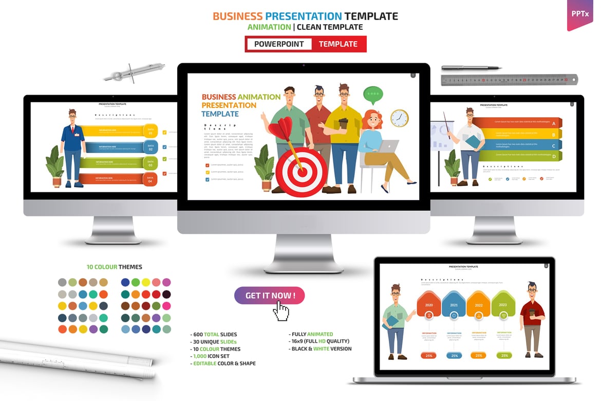 Template Powerpoint Animasi Bisnis yang Menarik
