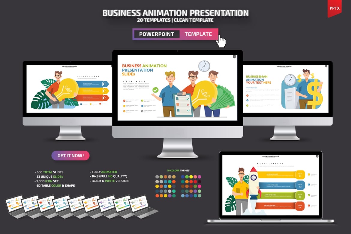 Template PowerPoint Animasi Bisnis yang Menarik