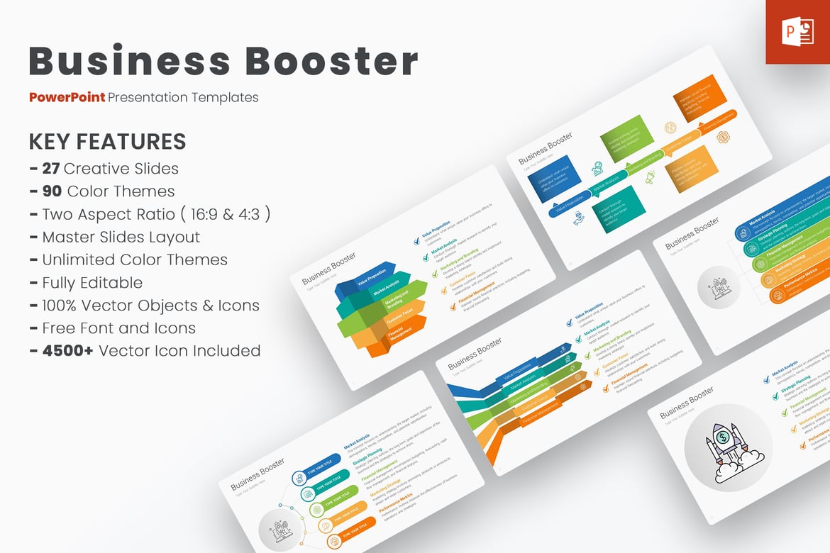 Template PowerPoint Pendorong Bisnis yang Menarik