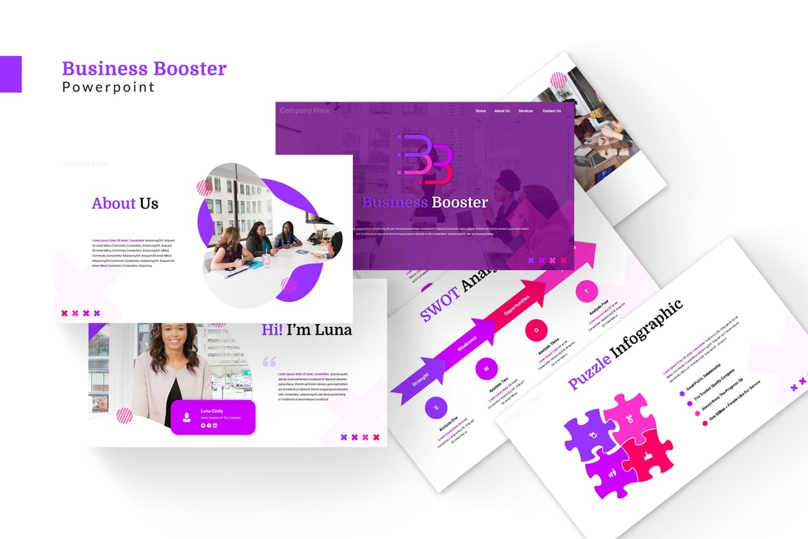 Template PowerPoint Bisnis Booster - Presentasi yang Menarik dan Minimalis