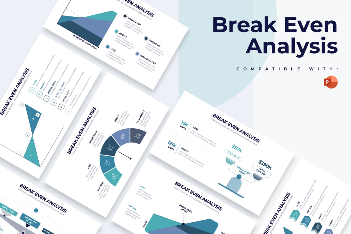 Template PowerPoint Infografis Break Even yang Modern