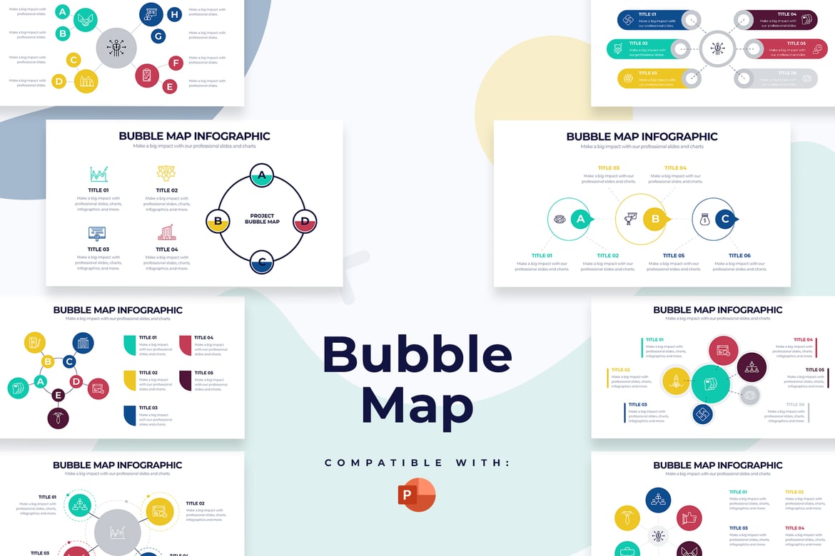 Template PowerPoint Peta Bubble untuk Presentasi Bisnis yang Menarik