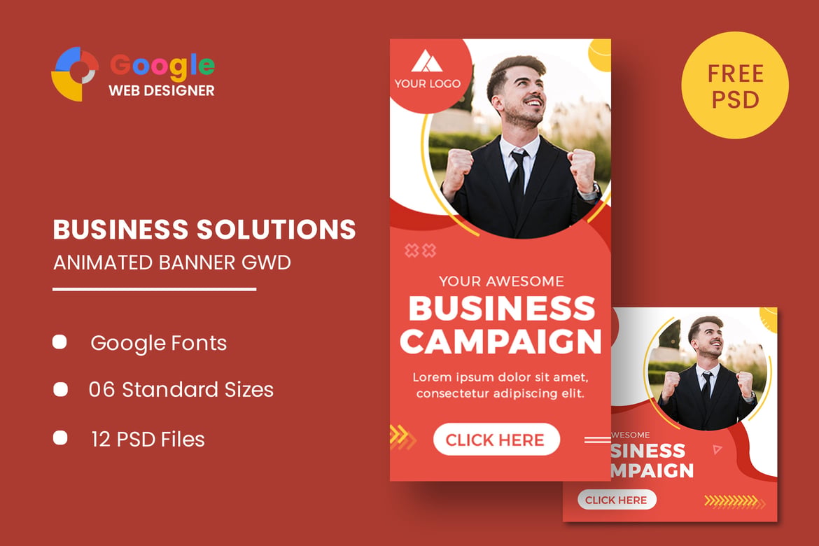 Template Banner Animasi Kampanye Bisnis GWD yang Menarik
