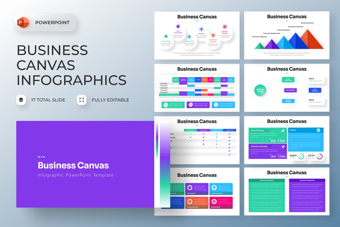 Template Presentasi Business Canvas Infografis PowerPoint yang Menarik