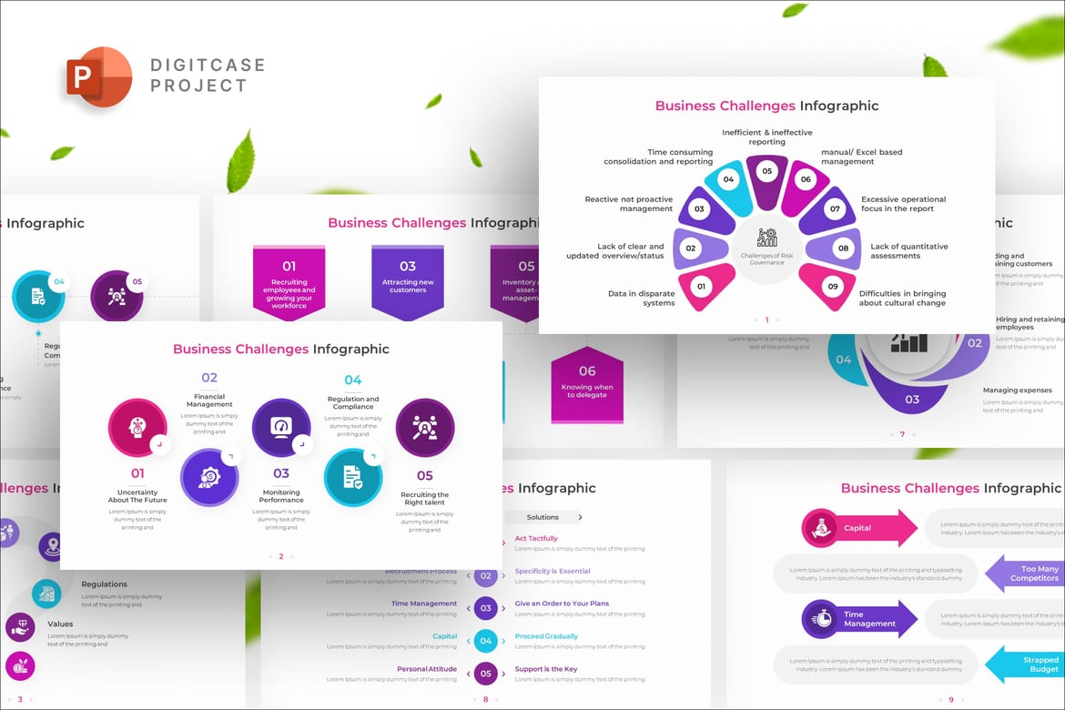 Template Presentasi Infografis Tantangan Bisnis yang Menarik
