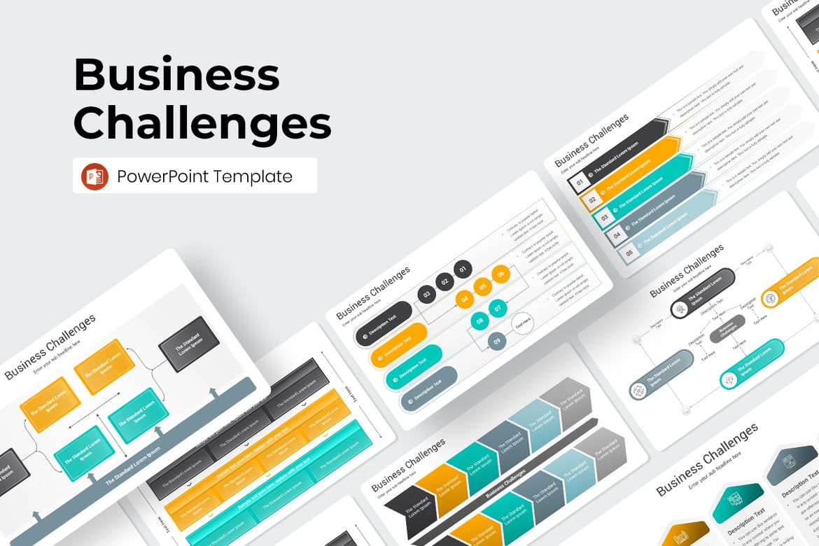 Template PowerPoint Tantangan Bisnis yang Menarik