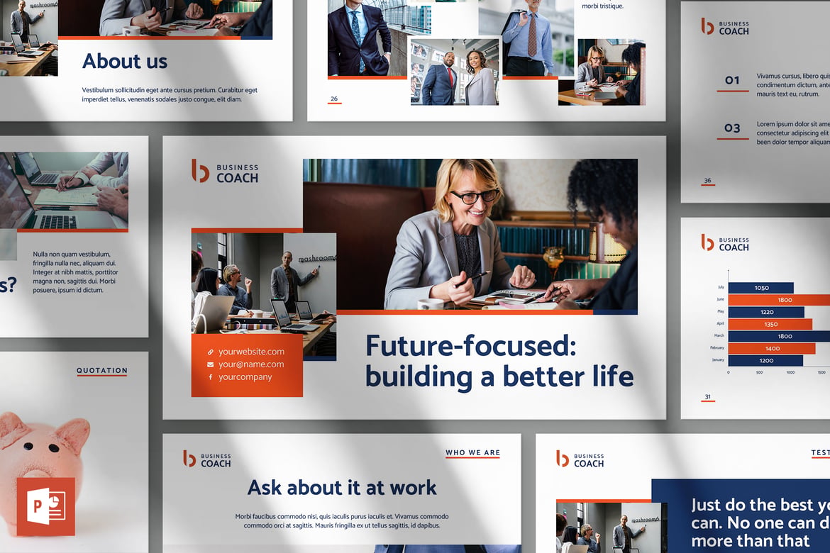 Template Presentasi PowerPoint untuk Pelatih Bisnis yang Menarik