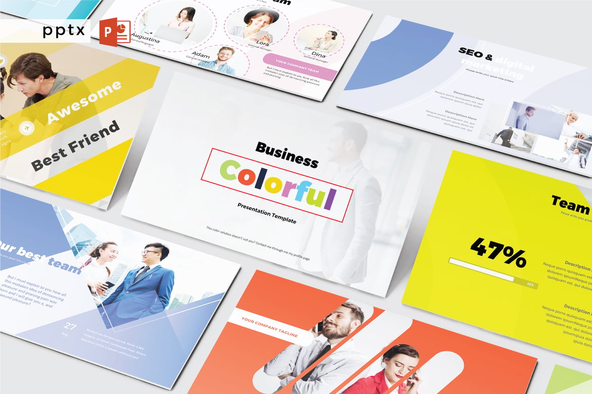 Template Presentasi Bisnis Berwarna - PowerPoint V431