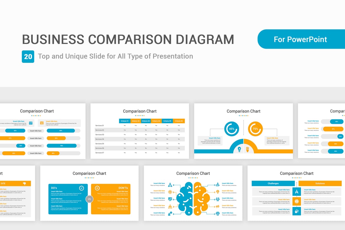 Template PowerPoint untuk Diagram Perbandingan Bisnis yang Menarik