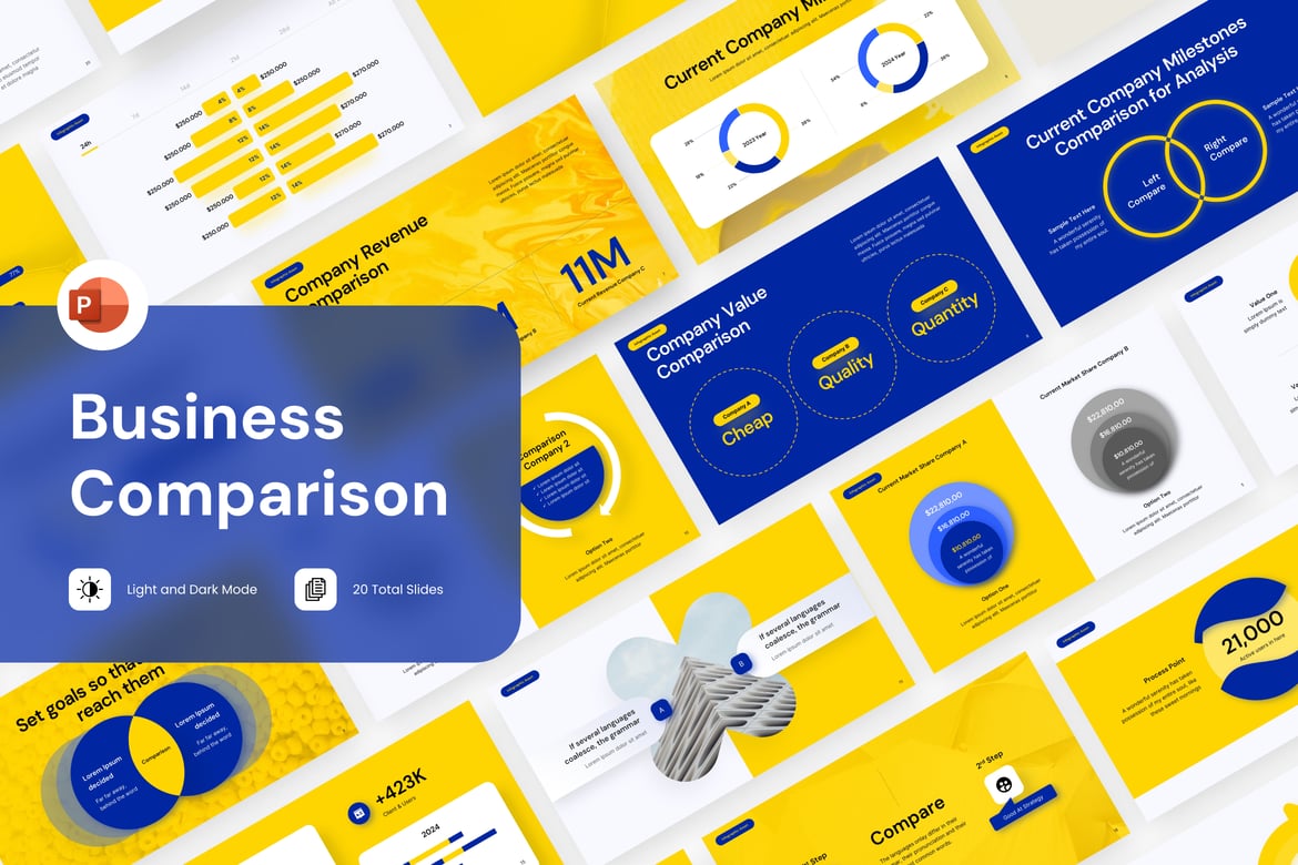 Template PowerPoint Infografis Perbandingan Bisnis yang Menarik