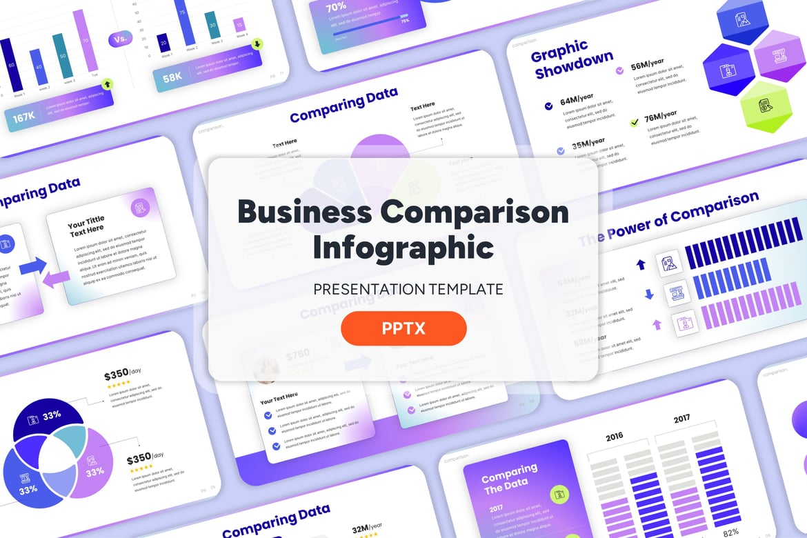 Template Infografis Perbandingan Bisnis - PowerPoint Berkualitas Tinggi