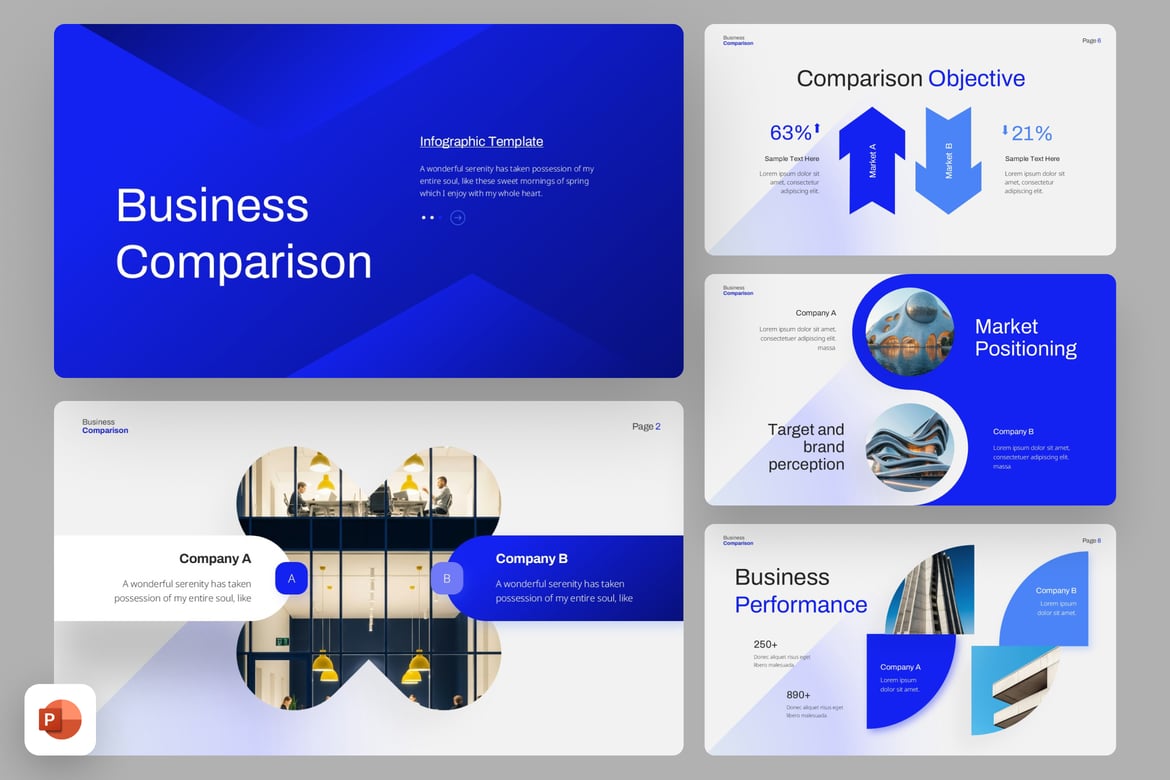 Template PowerPoint Perbandingan Bisnis yang Profesional dan Menarik