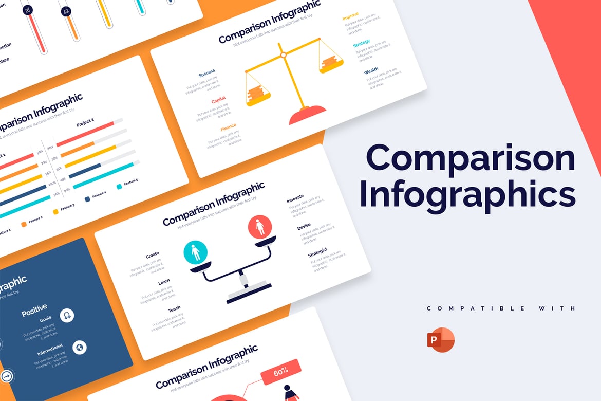 Template Presentasi PowerPoint Infografik Perbandingan Modern