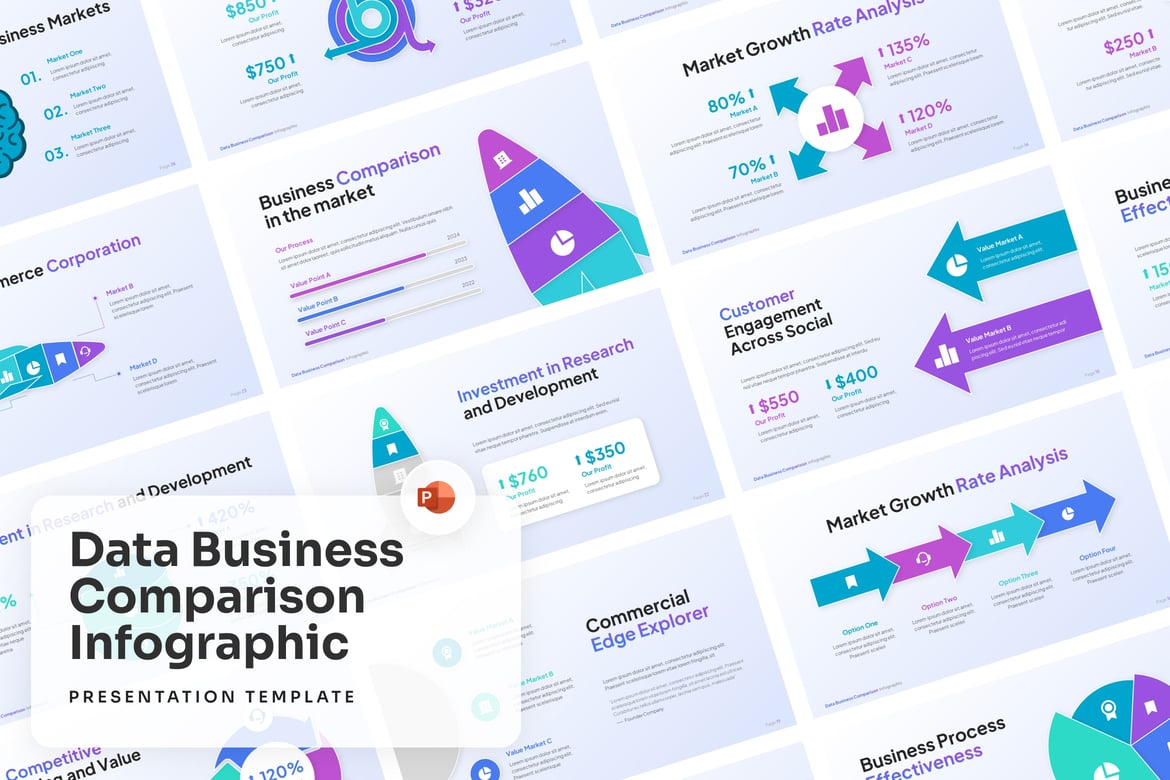 Template PowerPoint Perbandingan Bisnis yang Menarik
