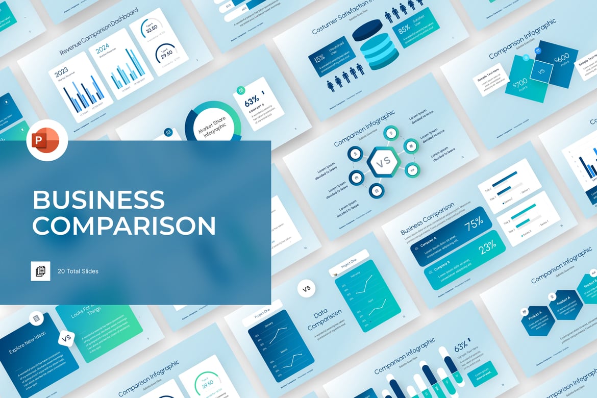 Template PowerPoint Perbandingan Bisnis yang Menarik
