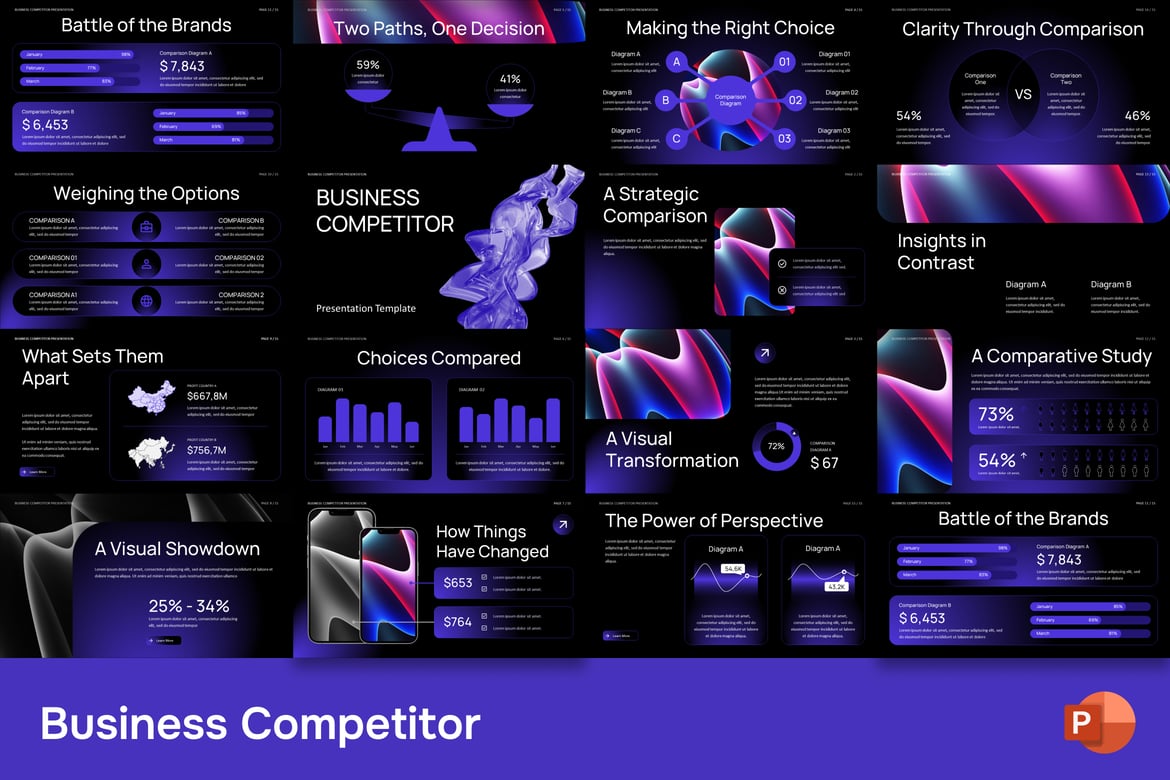 Template PowerPoint Analisis Pesaing Bisnis yang Menarik