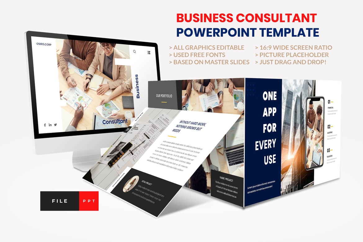 Template PowerPoint Keuangan untuk Konsultan Bisnis yang Menarik dan Profesional