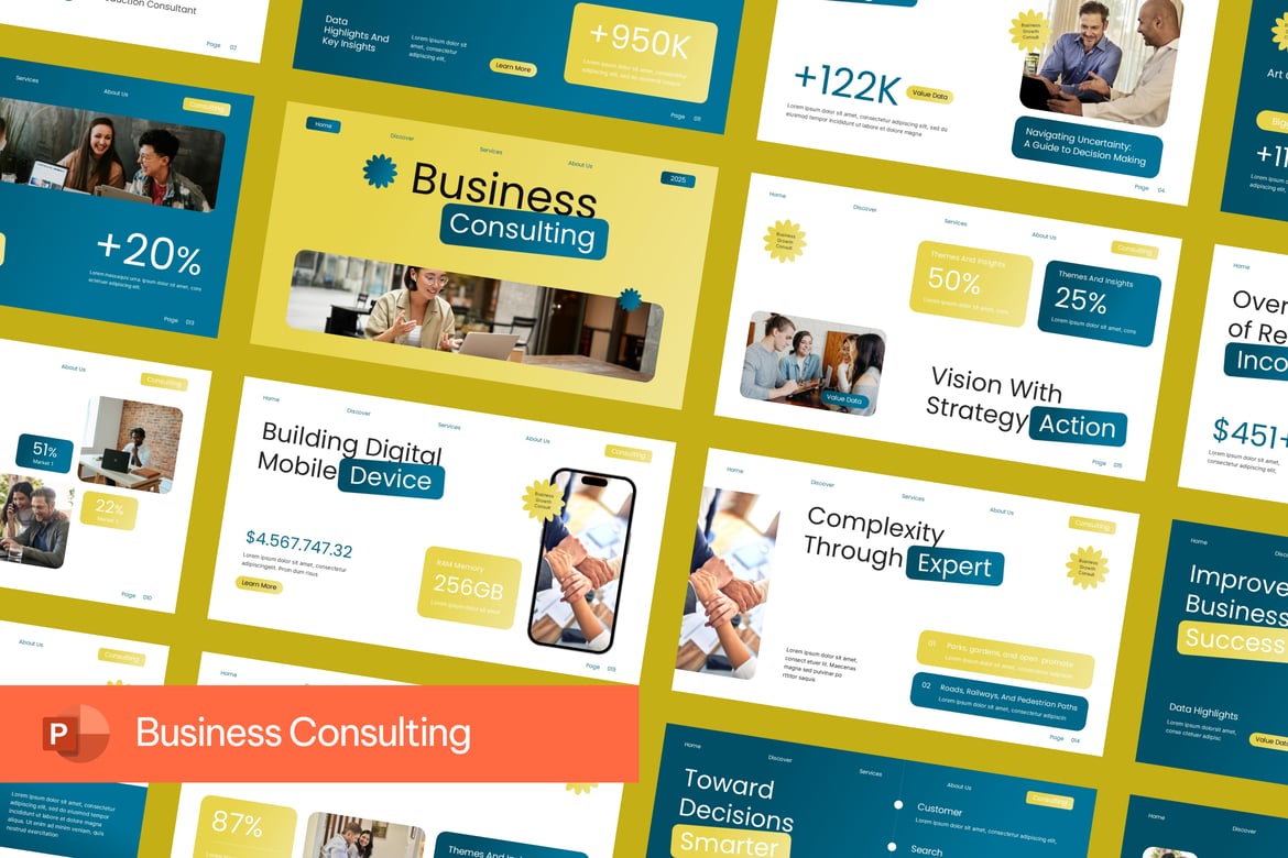Template Presentasi PowerPoint untuk Konsultan Bisnis yang Menarik