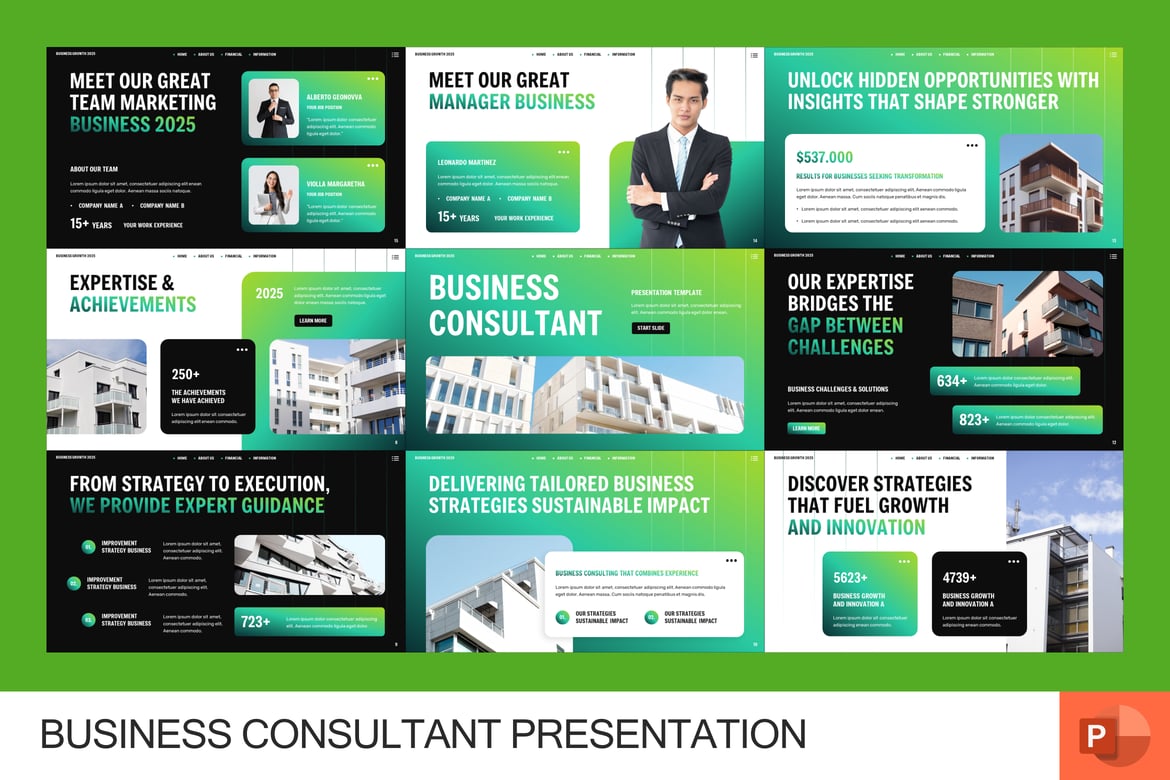 Template PowerPoint Konsultan Bisnis Profesional dan Modern