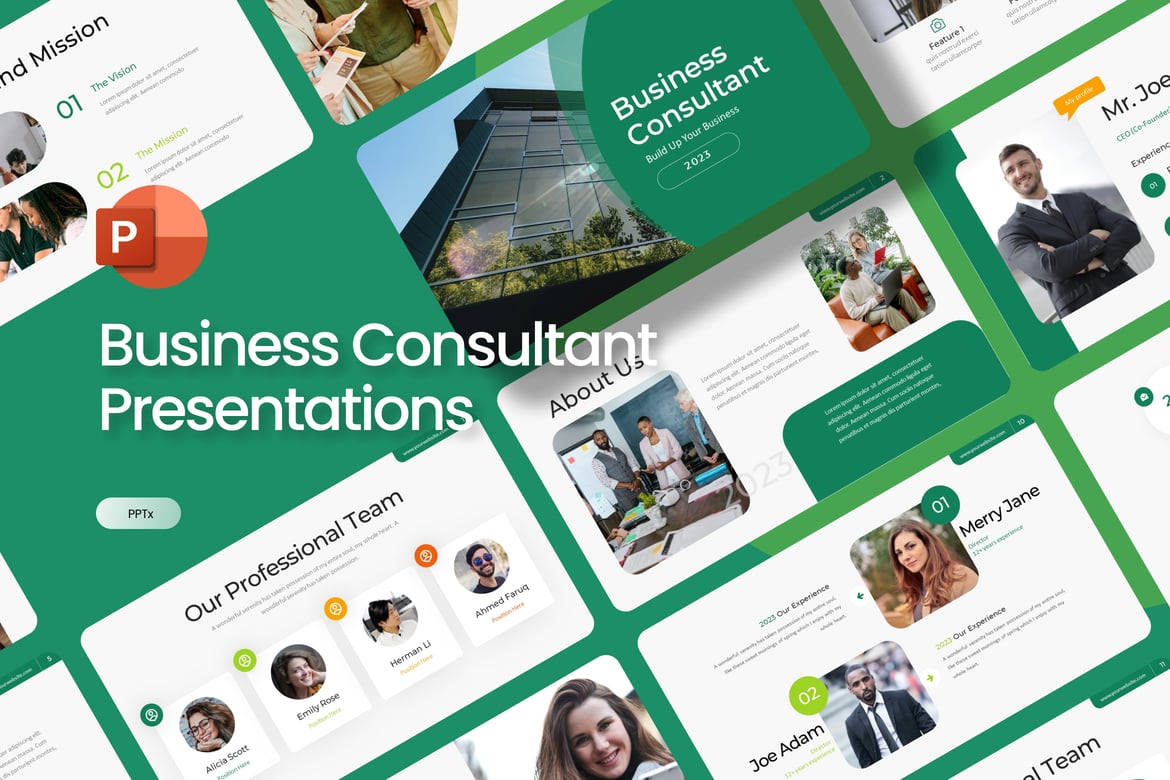 Template PowerPoint Konsultan Bisnis Modern yang Menarik