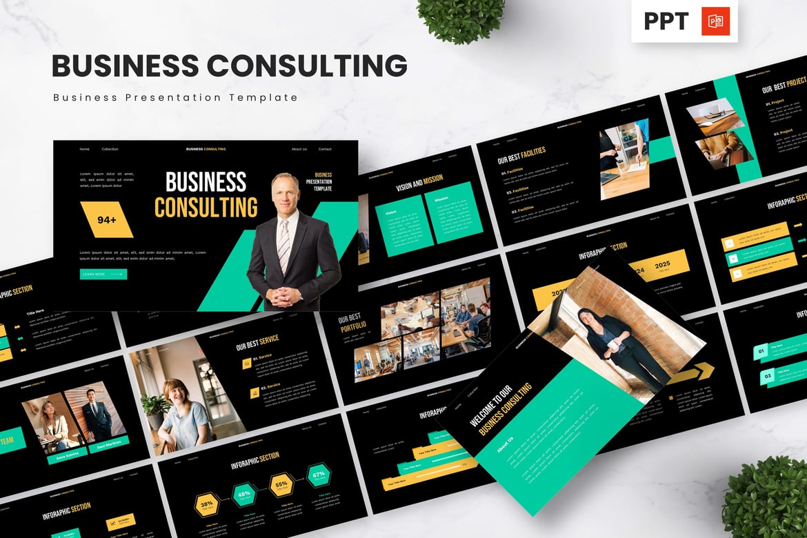 Template PowerPoint Konsultasi Bisnis yang Profesional dan Menarik