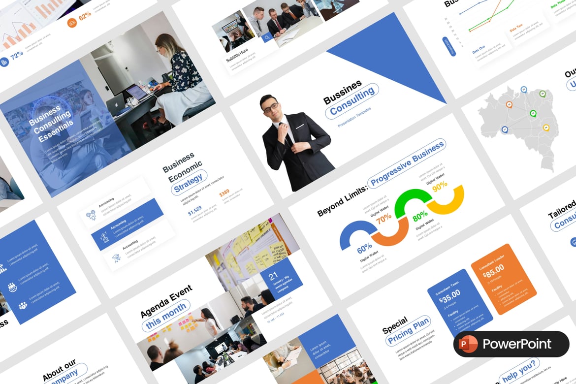 Template PowerPoint Konsultasi Bisnis yang Modern dan Menarik