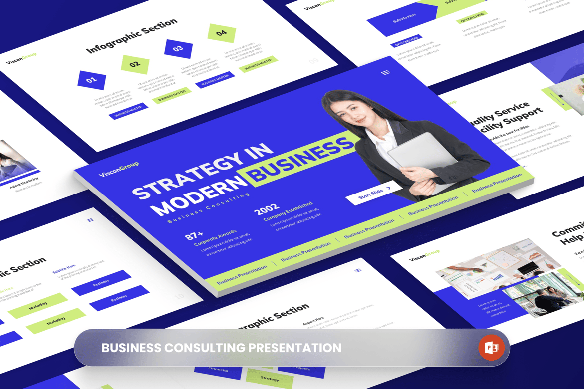 Template Presentasi PowerPoint Konsultasi Bisnis yang Profesional