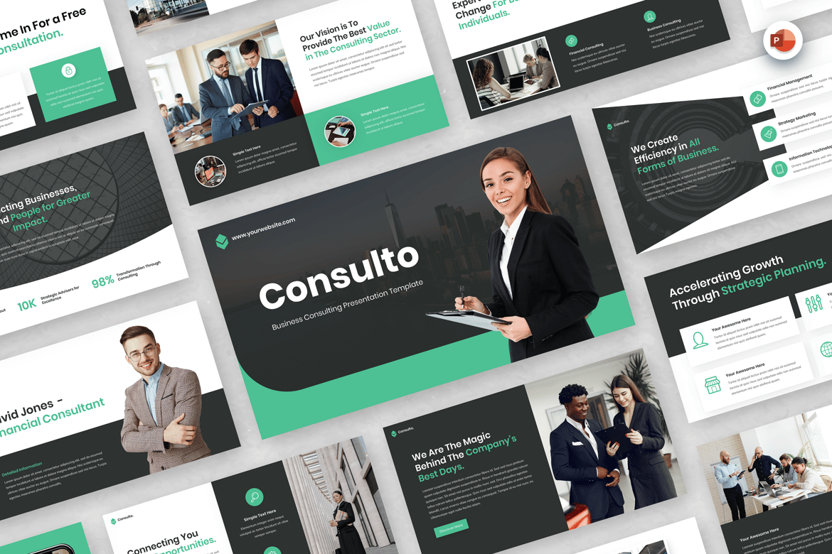 Template PowerPoint Konsultasi Bisnis yang Menarik dan Profesional