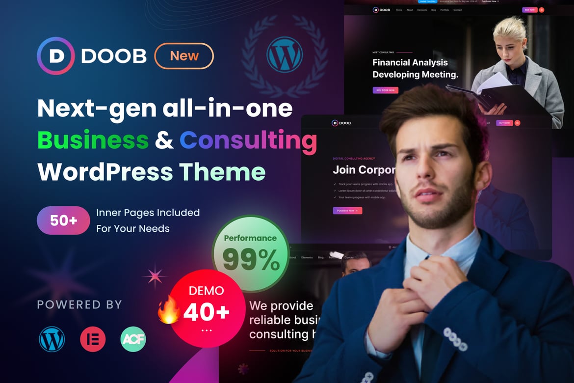 Tema WordPress Konsultasi Bisnis Doob - Solusi Terbaik untuk Bisnis Anda
