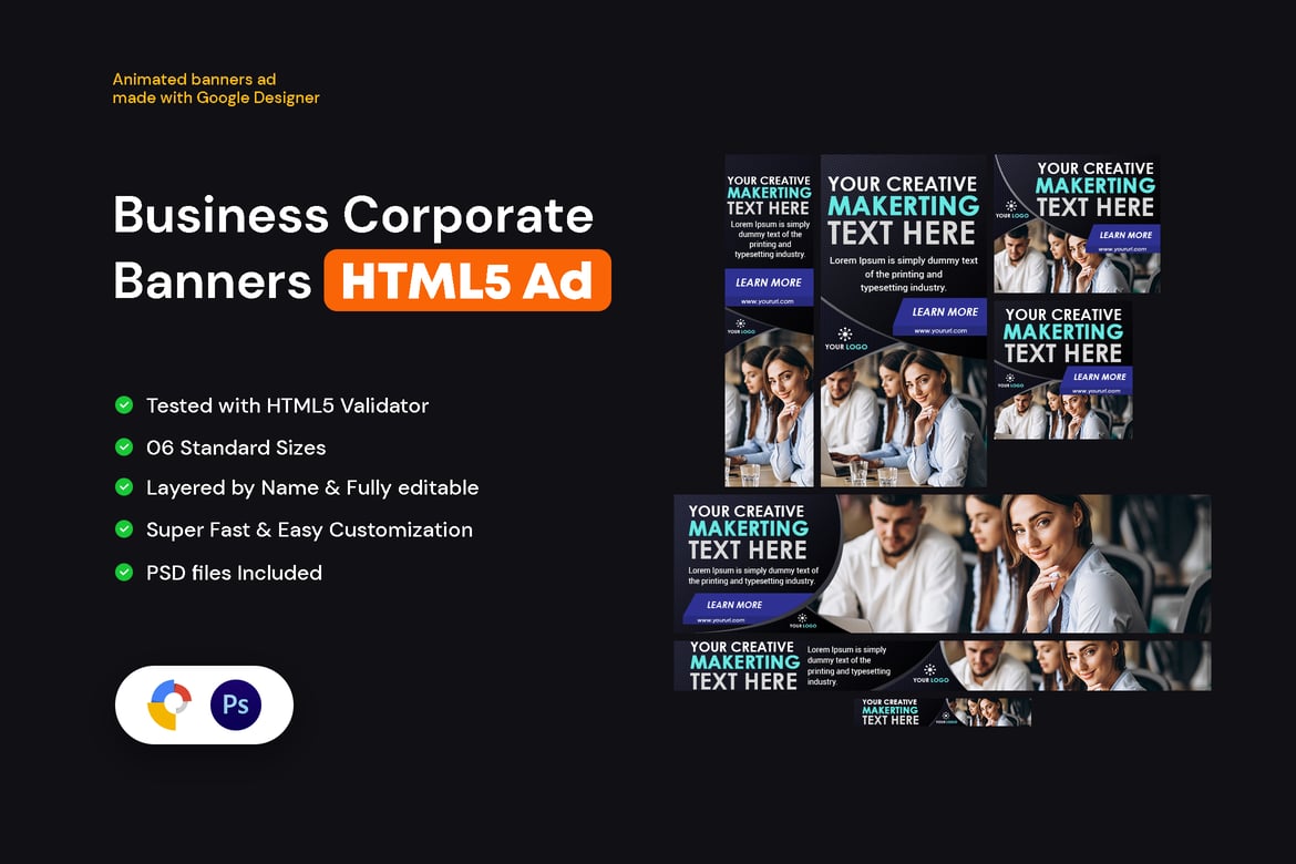 Template Website Spanduk Bisnis dan Korporat HTML5 yang Menarik
