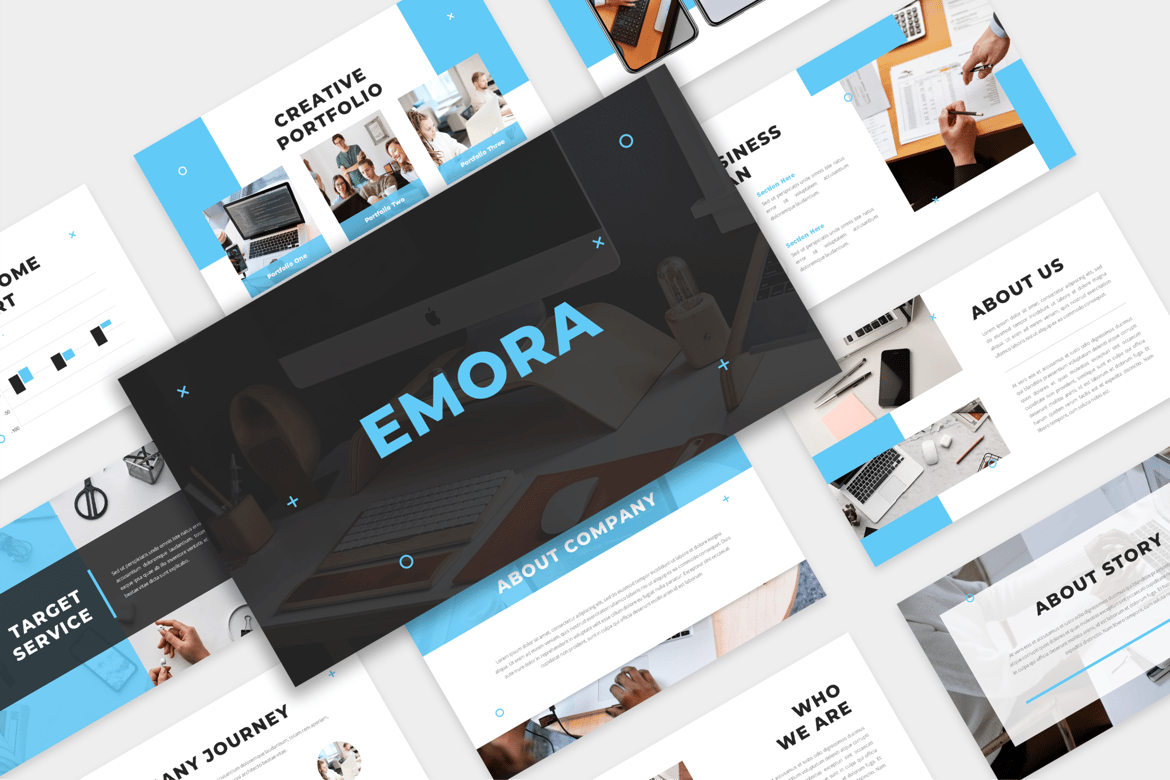 Template PowerPoint Bisnis Modern Emora