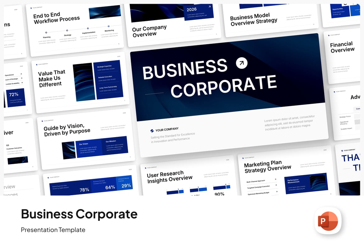 Template PowerPoint Korporat yang Menarik dan Profesional