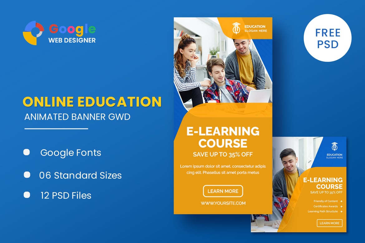 Template Website Banner Animasi untuk Kursus Bisnis