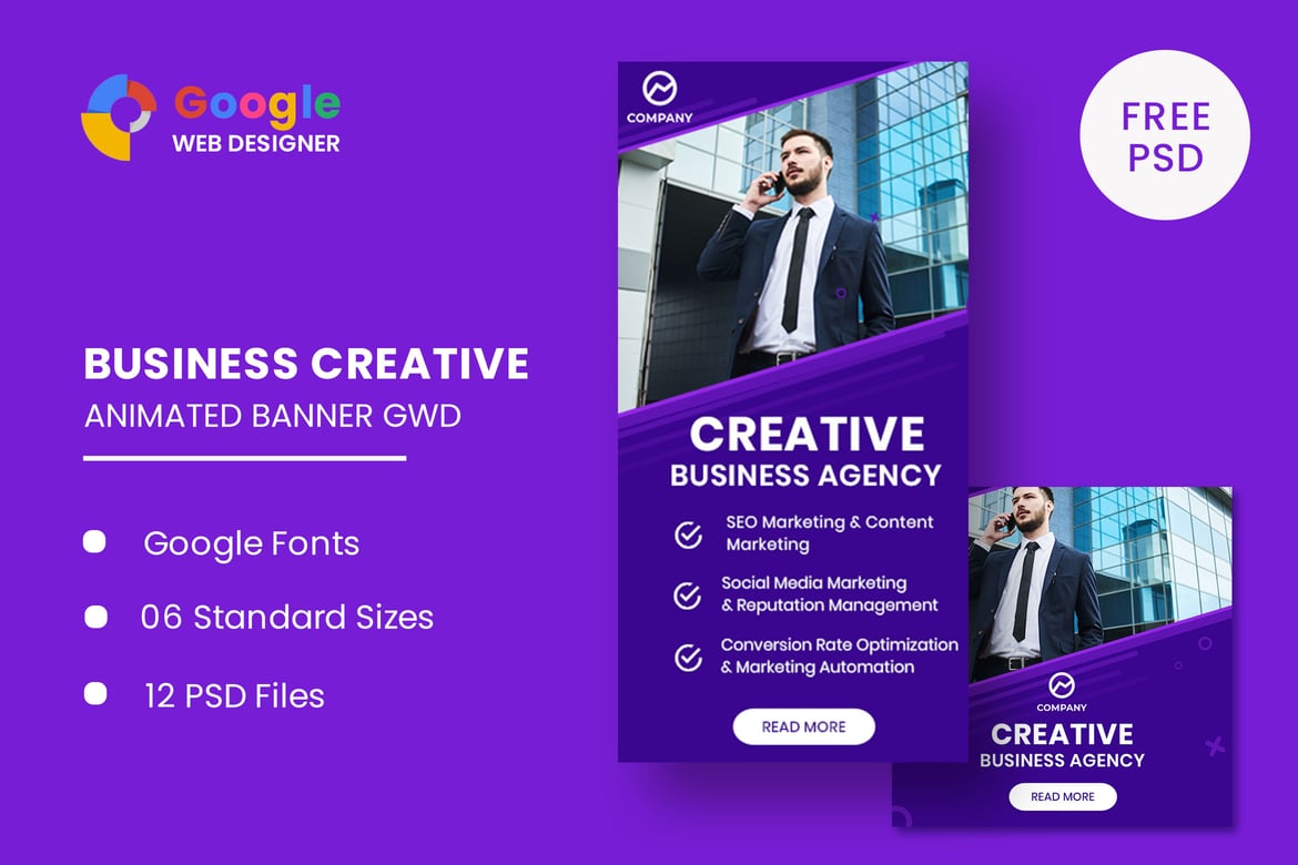 Template Website Banner Animasi Kreatif untuk Bisnis