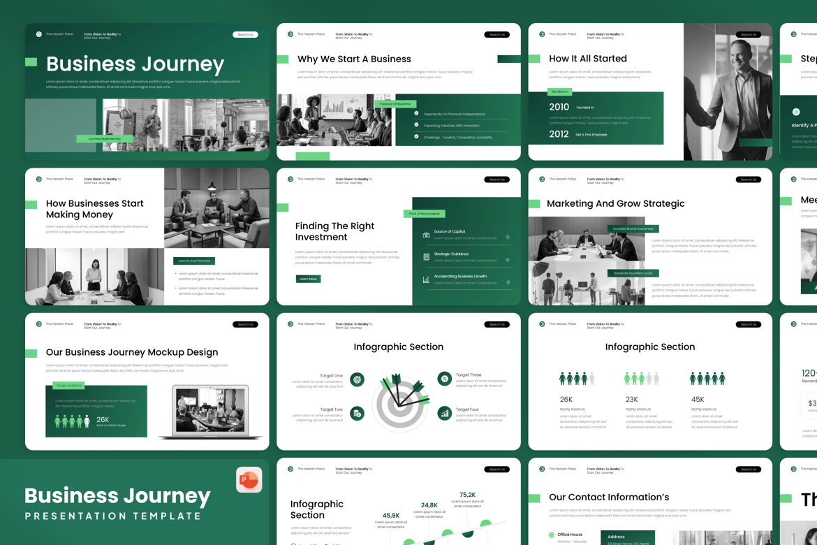 Template PowerPoint Perjalanan Bisnis yang Menarik