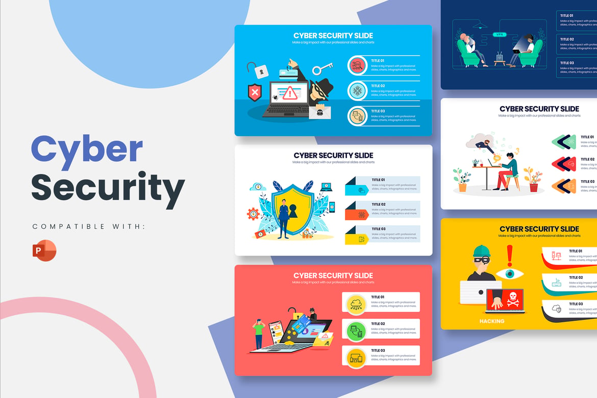 Template Presentasi PowerPoint Infografis Keamanan Siber untuk Bisnis